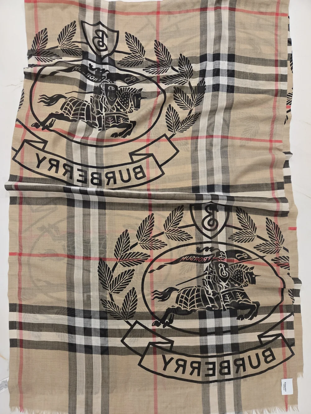 Burberry Wool Silk Check Scarf